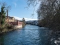 Blick zur Gedeckte Holzbrücke Baden